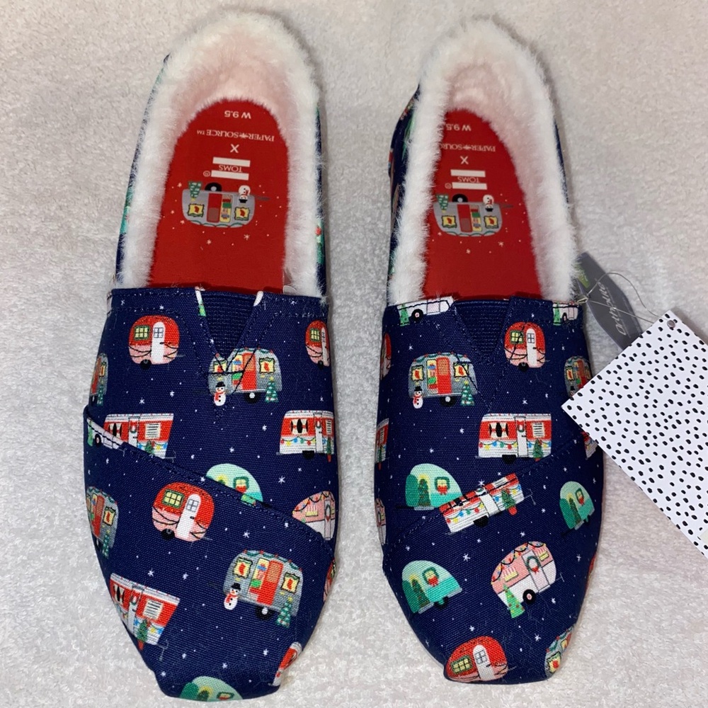 Toms Alpargata slip on shoes loafers Navy Blue white 9.5 womens Holiday Campers